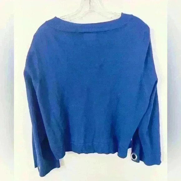 Lane Bryant Sz 18/20 2XL Women Cardigan Sweater Blue Silver Toggles Scoop Neck - Picture 3 of 5